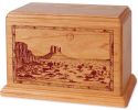 Desert Mesa Laser Carved Wood Cremation Urn 200 & 400 CU. In.
