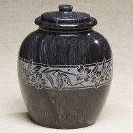 Dogwood Adult Etched Black Marble Cremation Urn