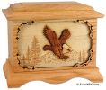 Eagle Cremation Urn with Wood Inlay Art Scene Large Adult