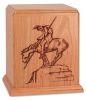 Laser Carved "End Of The Trail" Wood Cremation Urns 200 & 400 Cu. In.