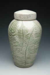 Handcrafted Fern Raku Ceramic Cremation Urn