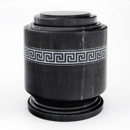 Greek Fret Black Marble Urn 215 Cu In.