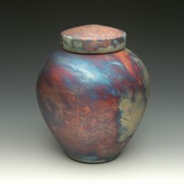 Handmade Celestial Blue Raku Cremation Urn