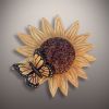 Sunflower And Butterfly Ceramic Urn-Wall Mounted