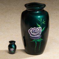 Single Teal Rose Keepsake Urn 3 Cu In