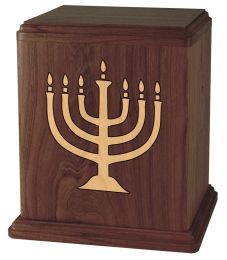 Menorah Cremation Urn in Walnut 210 Cu. In.