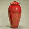 Red Ceramic Glaze Cremation Urn With 22 K Gold Finish 230 Cu. In.