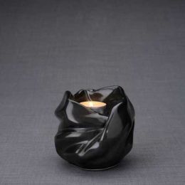 Luminous Tealight Candle Cermaic Keepsake Urn in Gloss Black 29 Cu. In.