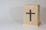 Maple Wood Cremation Urn with Walnut Cross Inlay
