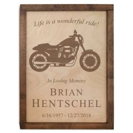 Motorcycle Wall Mounted /Wood Cremation Urn Plaque 237 Cu In