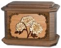 Mums Flower Large Adult Cremation Urn with Wood Inlay Art 230 cu. in.