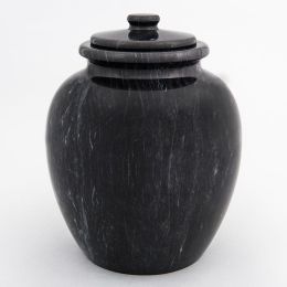 Legacy Round Natural Marble Urn In Black  205 Cu In