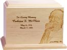 Maple Wood Cremation Urn Laser Engraved Photo Memorial  200 to 230 Cu. In.