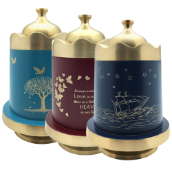 Prayer Wheel Cremation Urns  200 Cu. In.   Teal