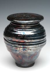 Handmade Raku Cremation Urn in New black