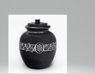 Chrysanthemum Round Natural Black Marble Urn 205 Cu In