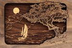 Dimensional Wood Art Seascape Small Keepsake Urn 1 Cu In