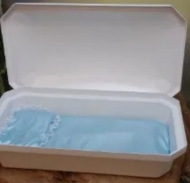 White Pet Casket 24 Inch With Blue Interior