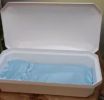 Standard Small White Casket With Blue Interior 18 Inch