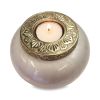 Brass Tealight Candle Cremation Urn White & Gold 210 Cu In