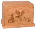 Laser Carved Soaring Eagle Wood Cremation Urns 200 & 400 Cu. In.