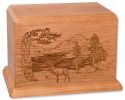 Elk Laser Carved Wood Cremation Urn 200 & 400 Cu. In.